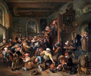 Der Eier-Tanz: Bauern feiern in einem Gasthaus von Jan Havicksz. Steen
