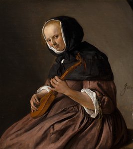 Frau spielt die Zister, um 1662