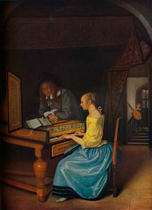 Eine junge Frau spielt einem jungen Mann Cembalo, 1659 von Jan Havickszoon Steen
