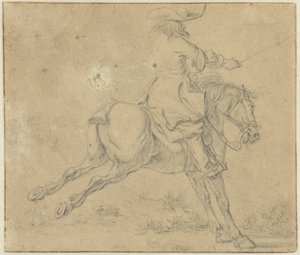 Reiter auf einem scheuenden Pferd