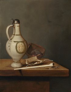 Stillleben mit Steinzeugkrug und Pfeife, Mitte der 1650er Jahre von Jan Jansz. van de Velde