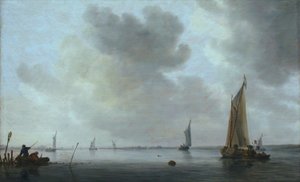 Fischerboote vor einer Mündung von Jan Josephsz van Goyen