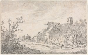 Landschaft mit einem Cottage und Figuren, 1653