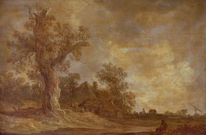 Bewaldete Landschaft mit Figuren und Eiche