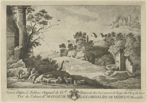 Ansicht einer Landschaft mit Hirten