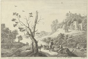 Landschaft mit einem Flötenspieler und einem Hirten