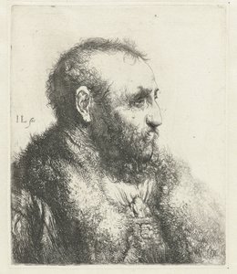 Büste eines alten Mannes mit Pelzmantel
