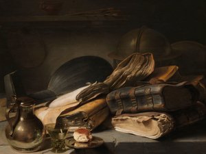 Stillleben mit Büchern (Vanitas-Stillleben)