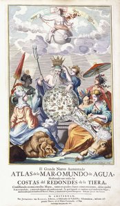 Allegorische Titelseite, aus "El Grande Nuevo Aumentado Atlas de la Mar", 1680