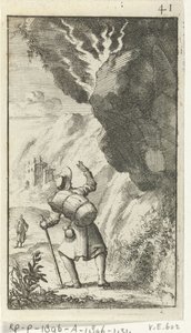 Christ fürchtet, von einem fallenden Felsblock zerquetscht zu werden von Jan Luyken
