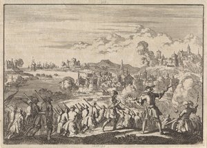 Franzosen erobern unter Pointis Cartagena in Südamerika, 1697 von Jan Luyken