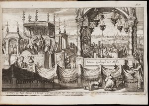 Die große Wasserweihe in Moskau (Russland) (jährliche religiöse Zeremonie mit Prozession) - Werk von Jan (Johannes) Luyken (1649-1712), Gravur (20,1x30 cm) von Jan Luyken