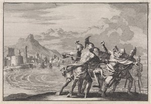 Malichus am Strand von vier Kriegern getötet von Jan Luyken