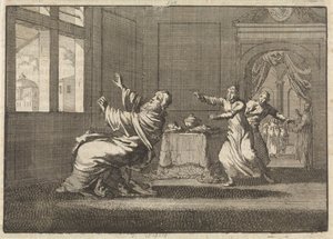 Papst Innozenz XII. fällt kurz nach seiner Wahl aus dem Fenster des Quirinals, 1691 von Jan Luyken