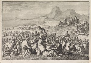 Wunderbare Vermehrung der sieben Brote und zwei Fische von Jan Luyken