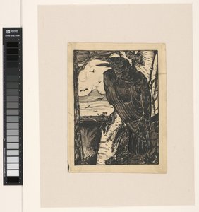Rabe auf Birkenbaum von Jan Mankes