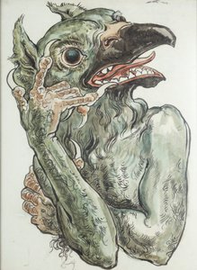 Teufel mit dem Kopf eines Vogels