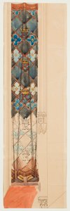 Kartonskizze für die Polychromie der Marienkirche - Fries mit geometrischem Muster von Jan Matejko