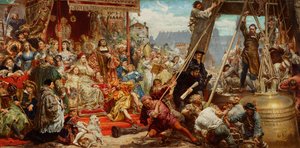 Aufhängung der Sigismund-Glocke im Turm der Kathedrale in Krakau im Jahr 1521 von Jan Matejko