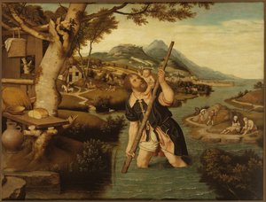 Landschaft mit Heiligem Christophorus, erste Hälfte des 16. Jahrhunderts