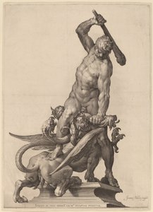 Herkules tötet die Hydra von Jan Muller after Adriaen de Vries