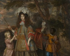 Porträt von Maria von Oranien (1642-1688), mit Hendrik van Zuijlestein (gest. 1673) und einem Diener, 1665