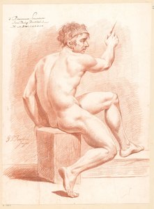 Sitzender männlicher Akt, von hinten gesehen (2. Preis 1789)