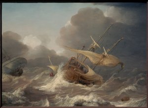 Niederländische Schiffe in einem Sturm von Jan Porcellis