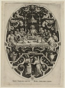 Das letzte Abendmahl, aus der Passion Christi von Jan Sadeler I