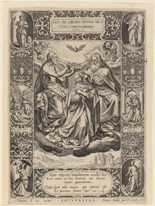 Die Krönung der Jungfrau von Jan Sadeler I after Maarten de Vos