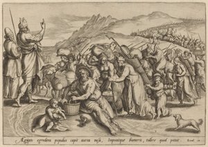 Der Auszug aus Ägypten von Jan Sadeler I, after Maarten van Cleef