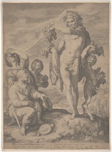 Trinker bitten Bacchus um die Fortsetzung seiner Gaben von Jan Saenredam