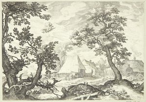 Landschaft mit der Entführung des Ganymedes von Jan Saenredam