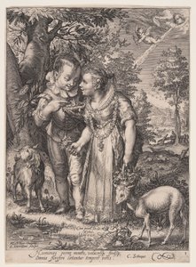 Frühling (Zwei Kinder spielen mit Vogel), aus Die vier Jahreszeiten
