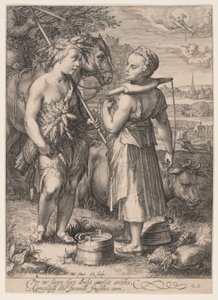 Sommer (Junge mit Weizengarben und Mädchen mit Joch), aus Die vier Jahreszeiten