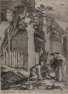 Der Prophet Elija kommt im Haus der Witwe von Sarepta an von Jan Saenredam