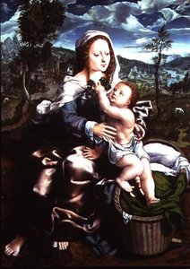 Madonna und Kind in einer weiten Landschaft