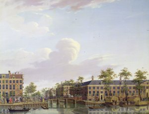 Die Armenhäuser am Fluss Amstel, Amsterdam von Jan Ten Compe
