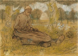 Junges Mädchen im Frühling, ca. 1885-90