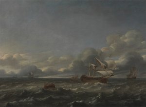 Kriegsschiffe bei starkem Wind von Jan Theunisz Blankerhoff