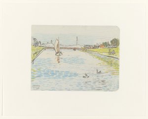 Ansicht eines Kanals mit einem Segelschiff von Jan Toorop
