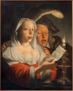 Singendes Paar bei Kerzenlicht von Jan Vermeer van Utrecht