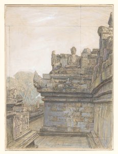 Ansicht einer der Terrassen des Borobudur