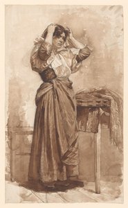 Junge Frau bei der Toilette