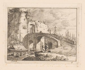 Stadttor bei einem italienischen Hafen von Jan Vincentsz. van der Vinne