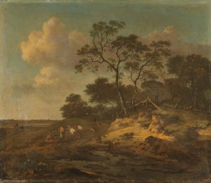 Dünenlandschaft mit ruhenden Jägern