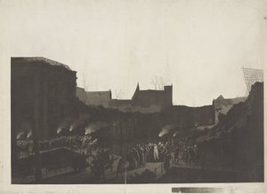 Lodewijk Napoleon besucht die Ruinen am Rapenburg in Leiden nach der Explosion des Pulverschiffs am 12. Januar 1807