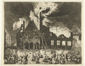 Der Brand im Alten Rathaus von Amsterdam, 1652 von Jan de Baen