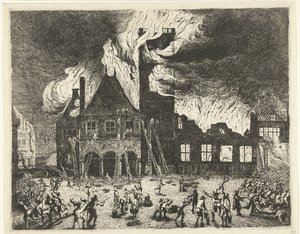 Der Brand im Alten Rathaus von Amsterdam, 1652 von Jan de Baen