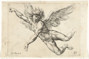 Studie für einen nackten, fliegenden Engel von Jan de Bisschop